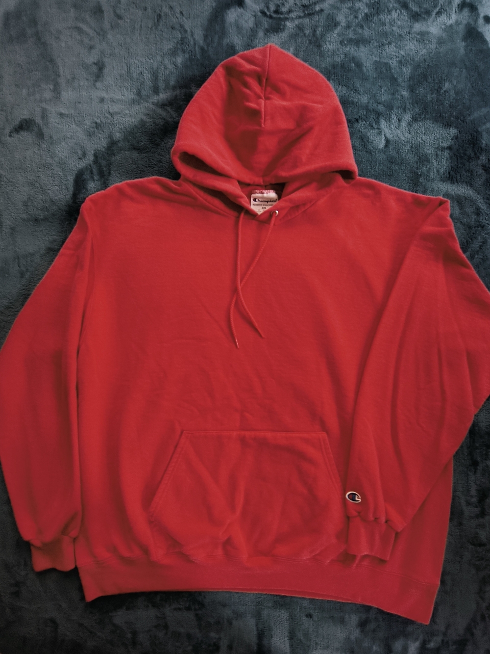 Champion Red Hooded Pullover Sweatshirt
